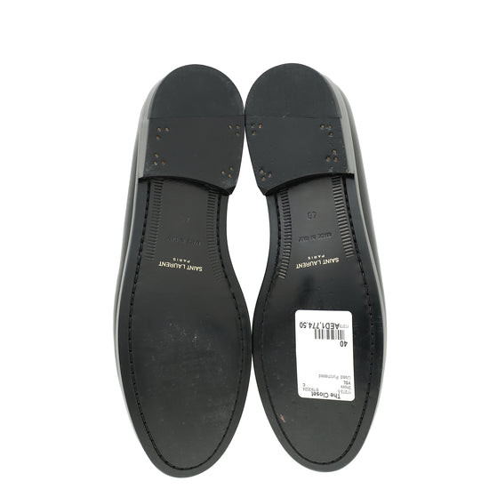 YSL Black Le Monogram Penny Loafers 40