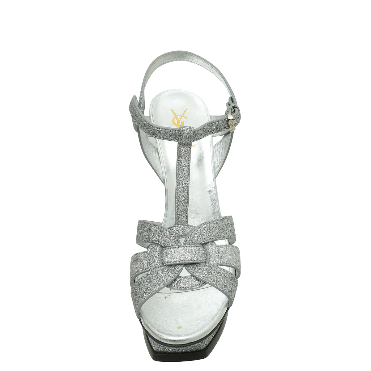 YSL Silver Glitter Tribute Moon Sandal 40-YSL-THE CLOSET