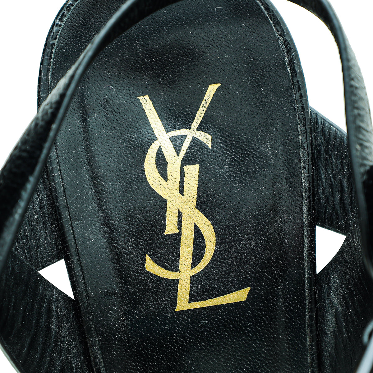 YSL Black Mid Heel Tribute Sandals 41