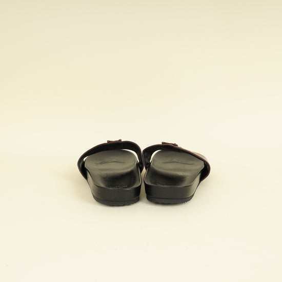 YSL Burgundy Joan Slide Sandals 41