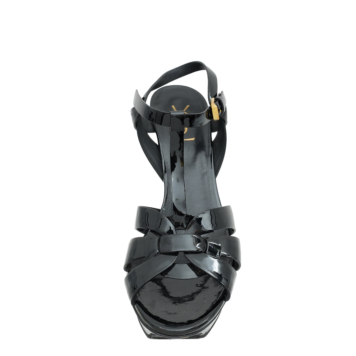 YSL Black Mid Heel Tribute Sandals 41-YSL-THE CLOSET