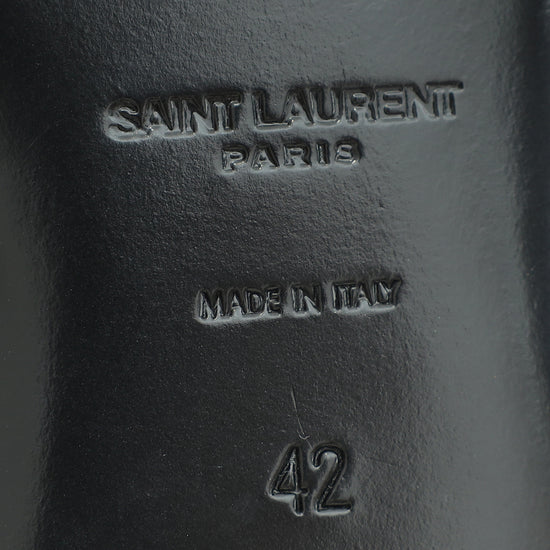 YSL Black Tribute Ankle Strap Flat Sandals 42-YSL-THE CLOSET