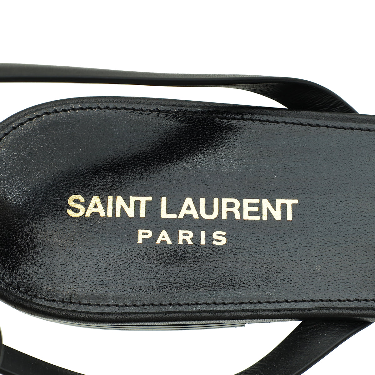 YSL Black Tribute Ankle Strap Flat Sandals 42-YSL-THE CLOSET