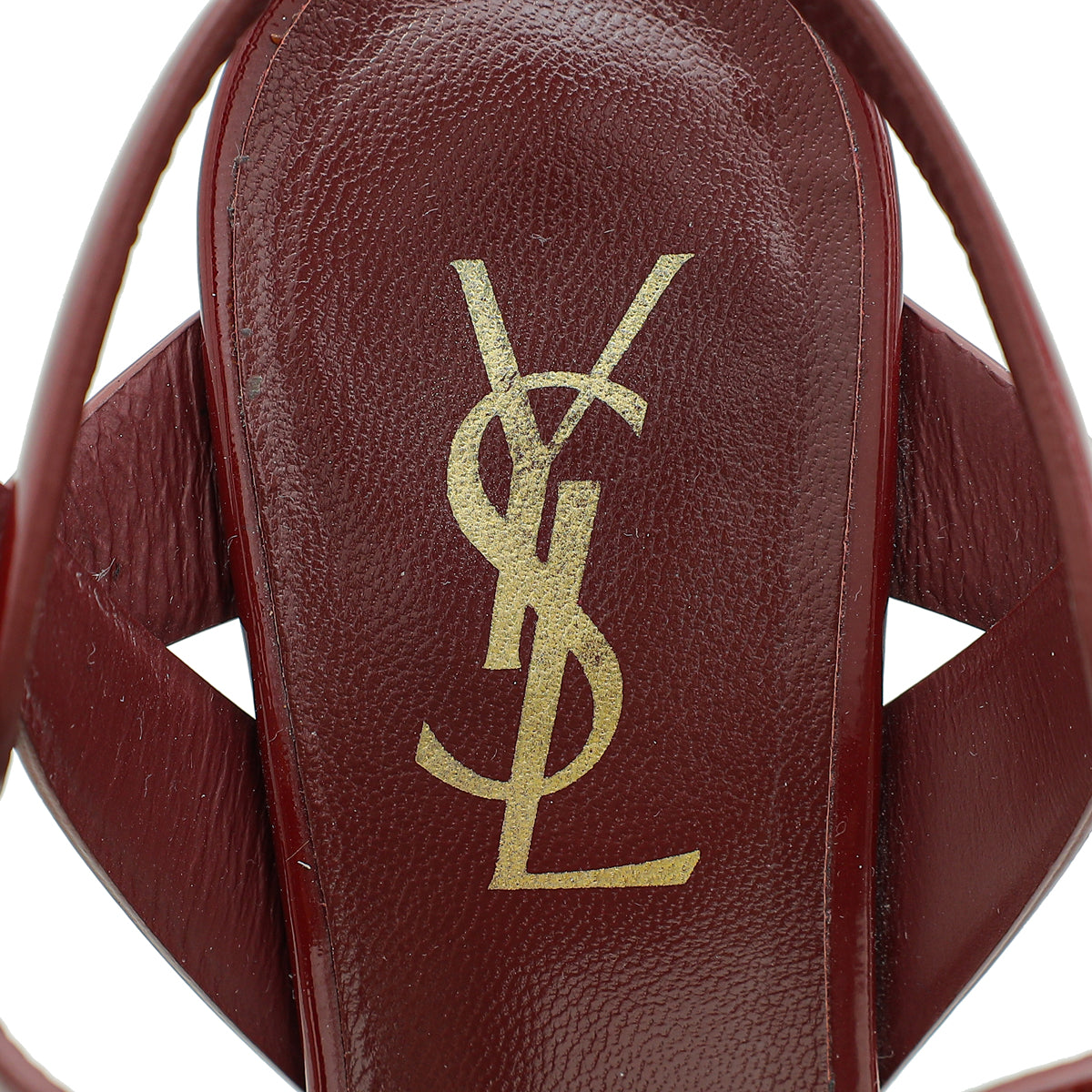 YSL Dark Red Mid Heel Tribute Sandals 36.5