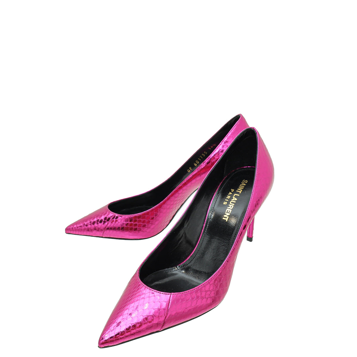 YSL Metallic Hot Pink Python Zoe Pumps 36.5