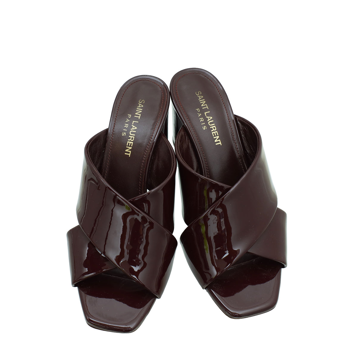 YSL Burgundy Loulou Criss Cross Sandal 36