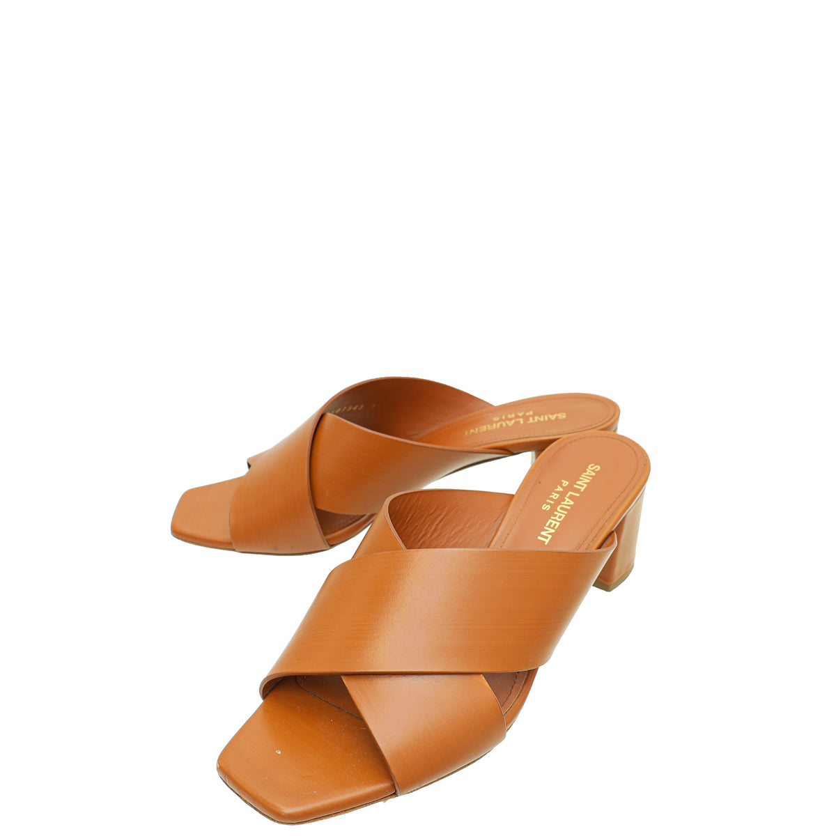 YSL Brown Loulou Criss Cross Mules 37.5-YSL-THE CLOSET
