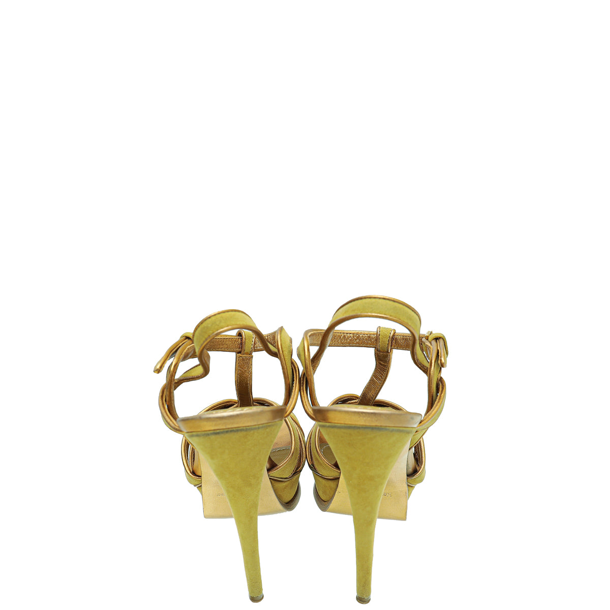 YSL Mustard Suede High Heeled Tribute Sandals 37.5