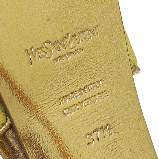 YSL Mustard Suede High Heeled Tribute Sandals 37.5