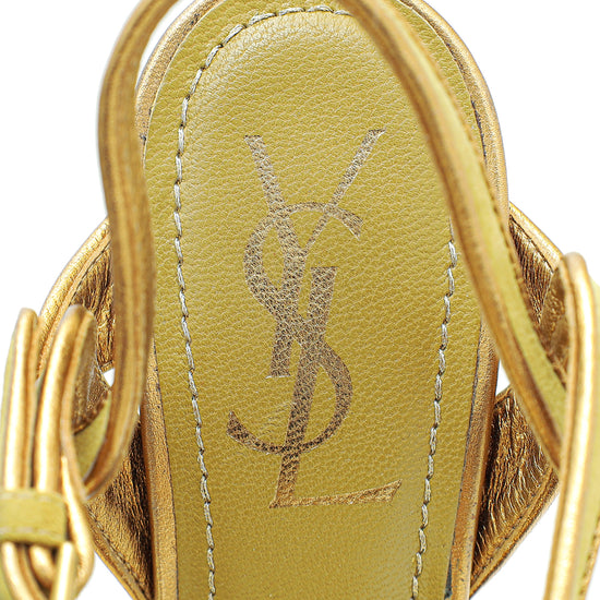 YSL Mustard Suede High Heeled Tribute Sandals 37.5