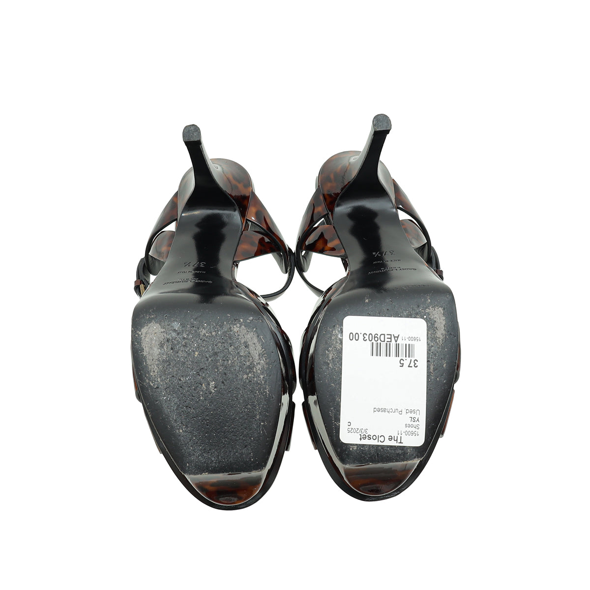 YSL Brown Tribute Sandal 37.5