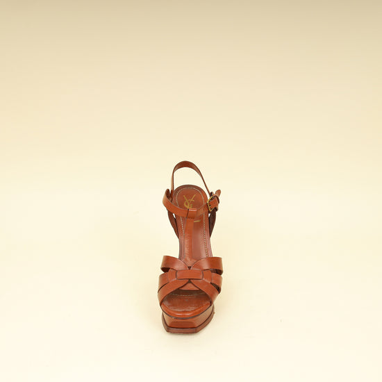YSL Brown High Heeled Tribute Sandals 37.5-YSL-THE CLOSET