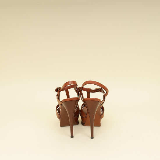 YSL Brown High Heeled Tribute Sandals 37.5-YSL-THE CLOSET
