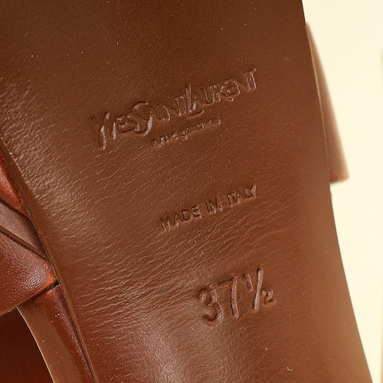 YSL Brown High Heeled Tribute Sandals 37.5-YSL-THE CLOSET