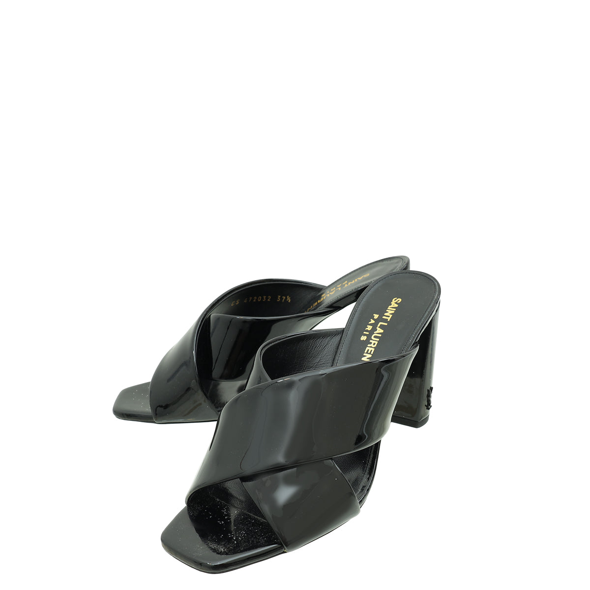 YSL Black Loulou Crisscross Mules 37.5