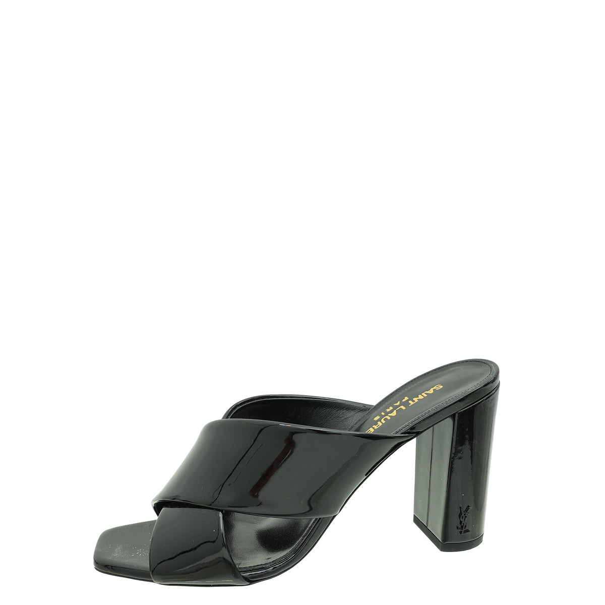 YSL Black Loulou Crisscross Mules 37.5