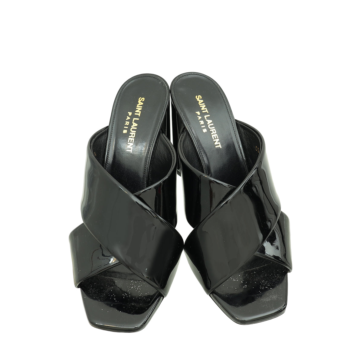 YSL Black Loulou Crisscross Mules 37.5