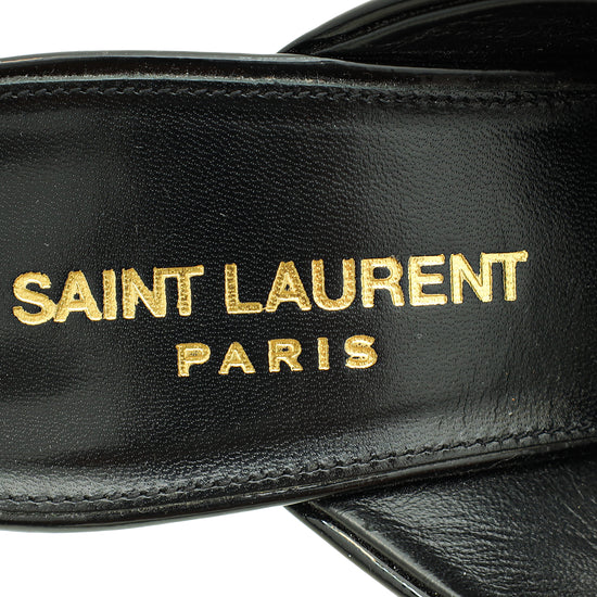 YSL Black Loulou Crisscross Mules 37.5