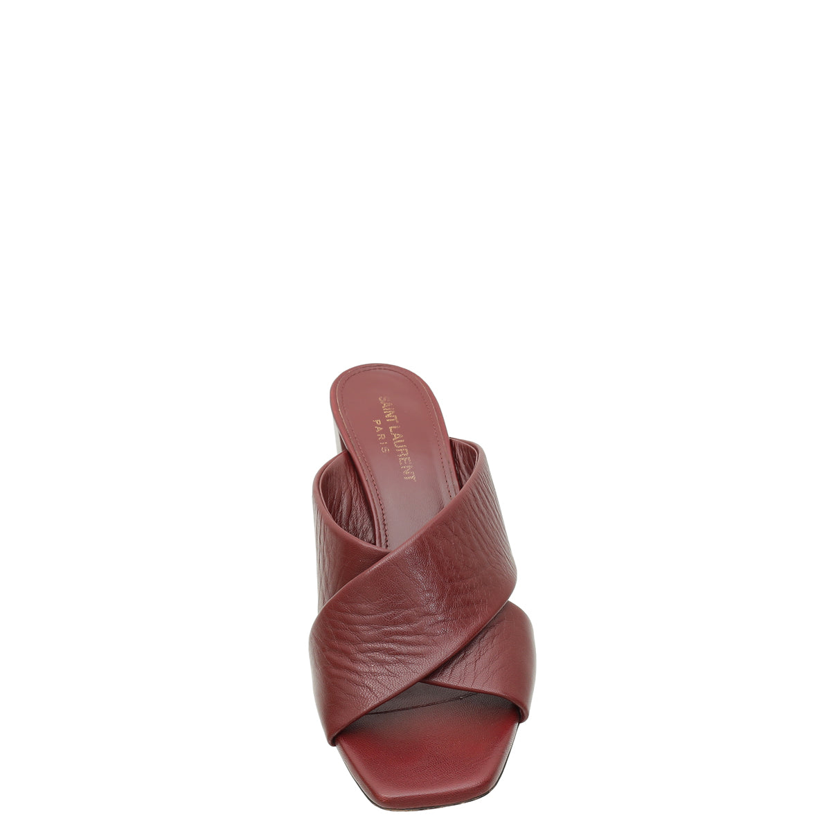 YSL Burgundy Loulou Criss Cross Mules 37-YSL-THE CLOSET