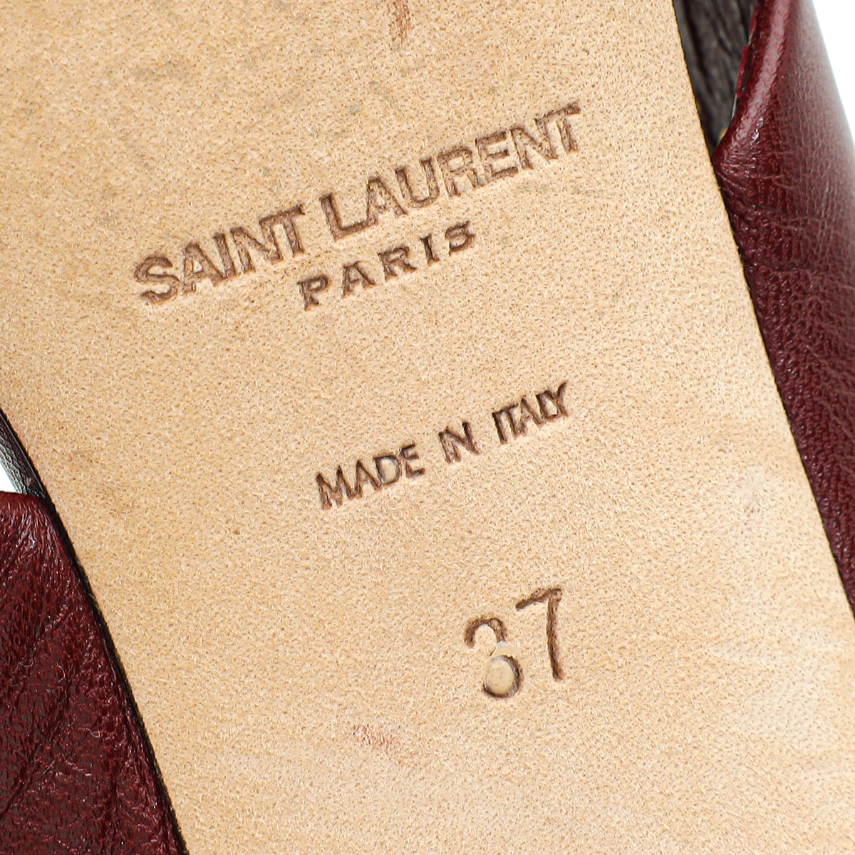 YSL Burgundy Loulou Criss Cross Mules 37