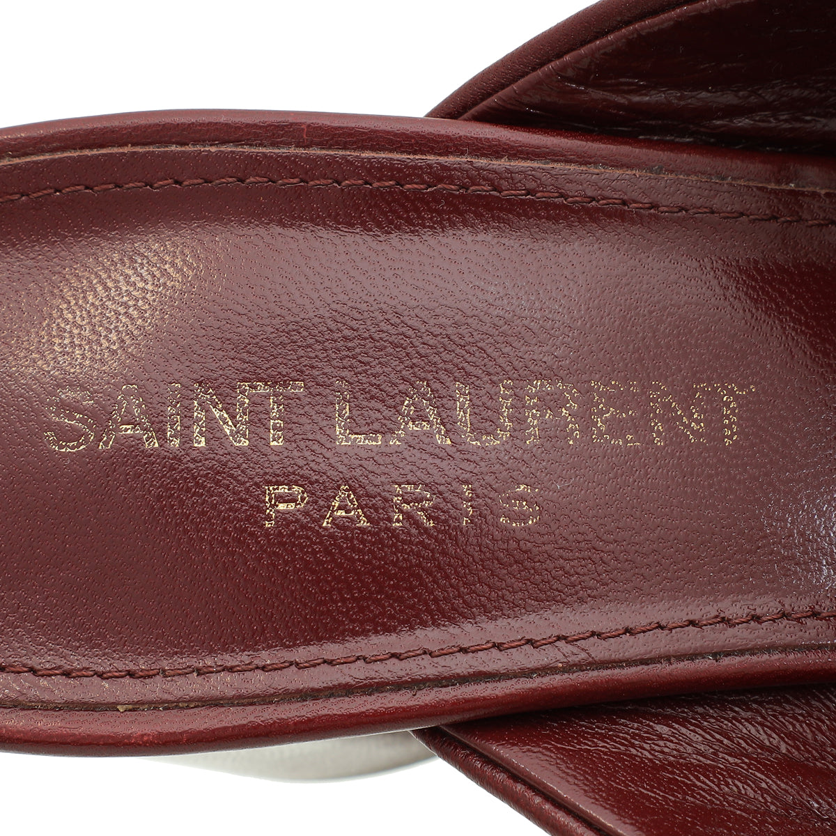 YSL Burgundy Loulou Criss Cross Mules 37