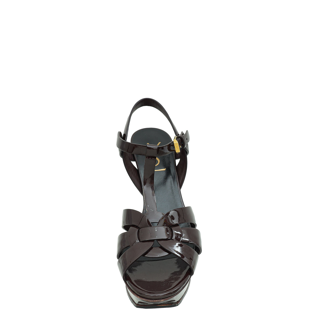 YSL Bordeaux Mid Heel Tribute Sandals 37-YSL-THE CLOSET
