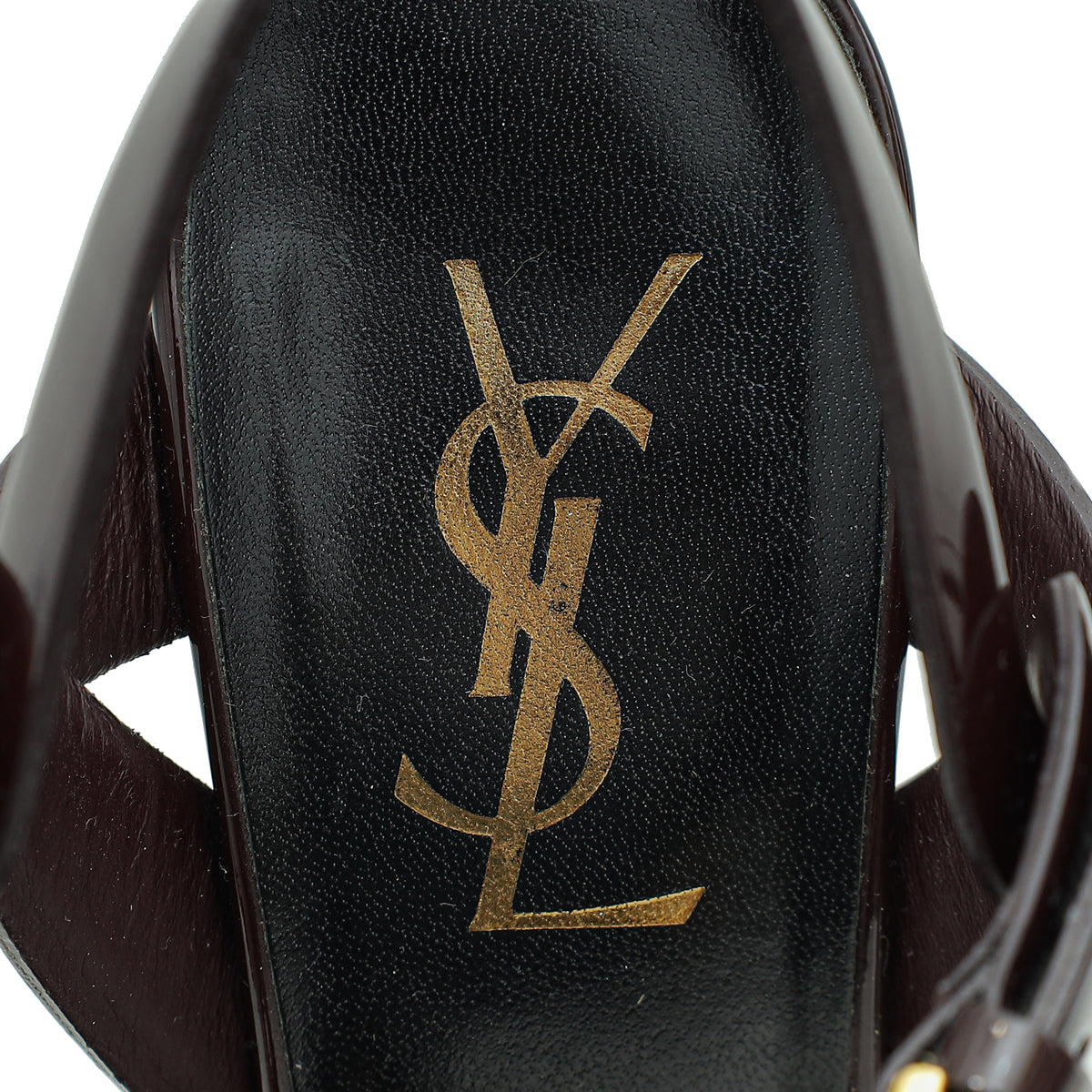 YSL Bordeaux Mid Heel Tribute Sandals 37