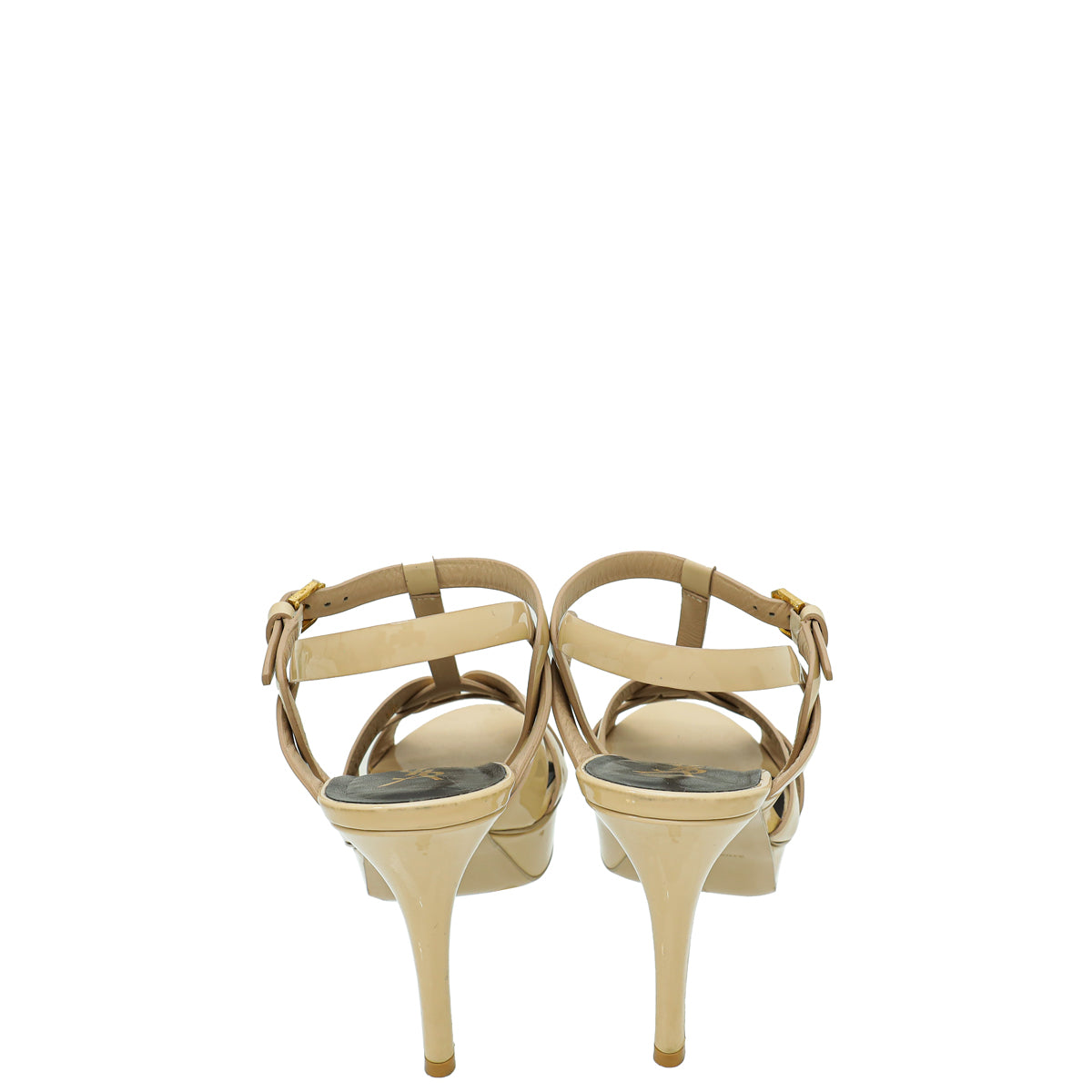 YSL Beige Mid Heel Tribute Sandal 38