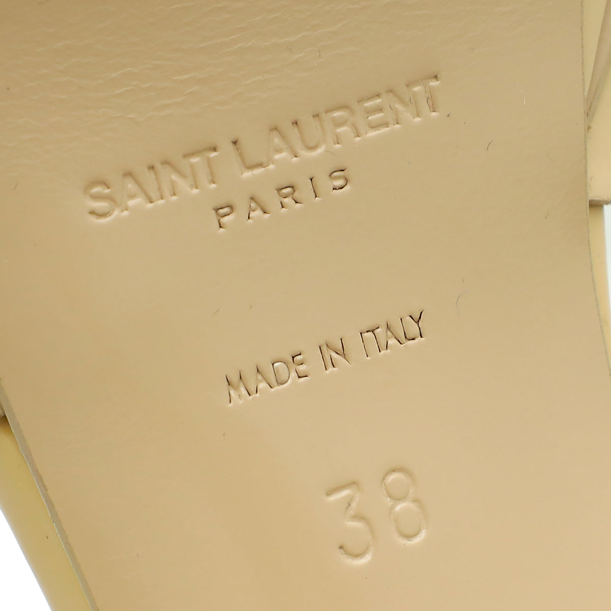 YSL Beige Mid Heel Tribute Sandal 38