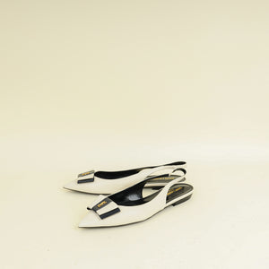 YSL Bicolor Anais Slingback Flats 38