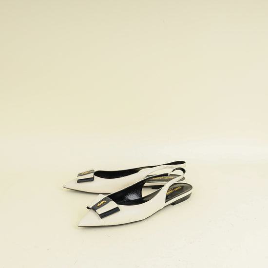 YSL Bicolor Anais Slingback Flats 38