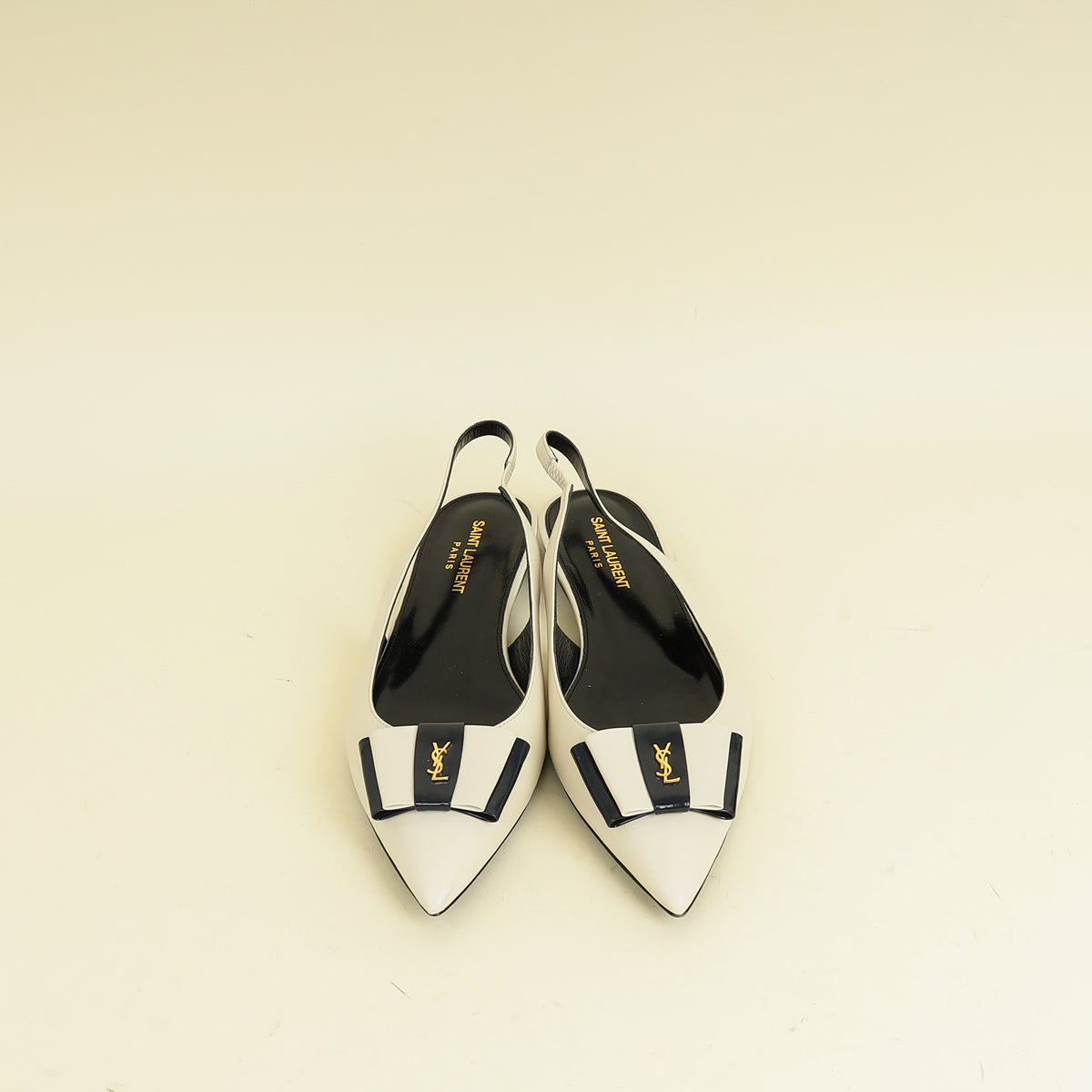 YSL Bicolor Anais Slingback Flats 38