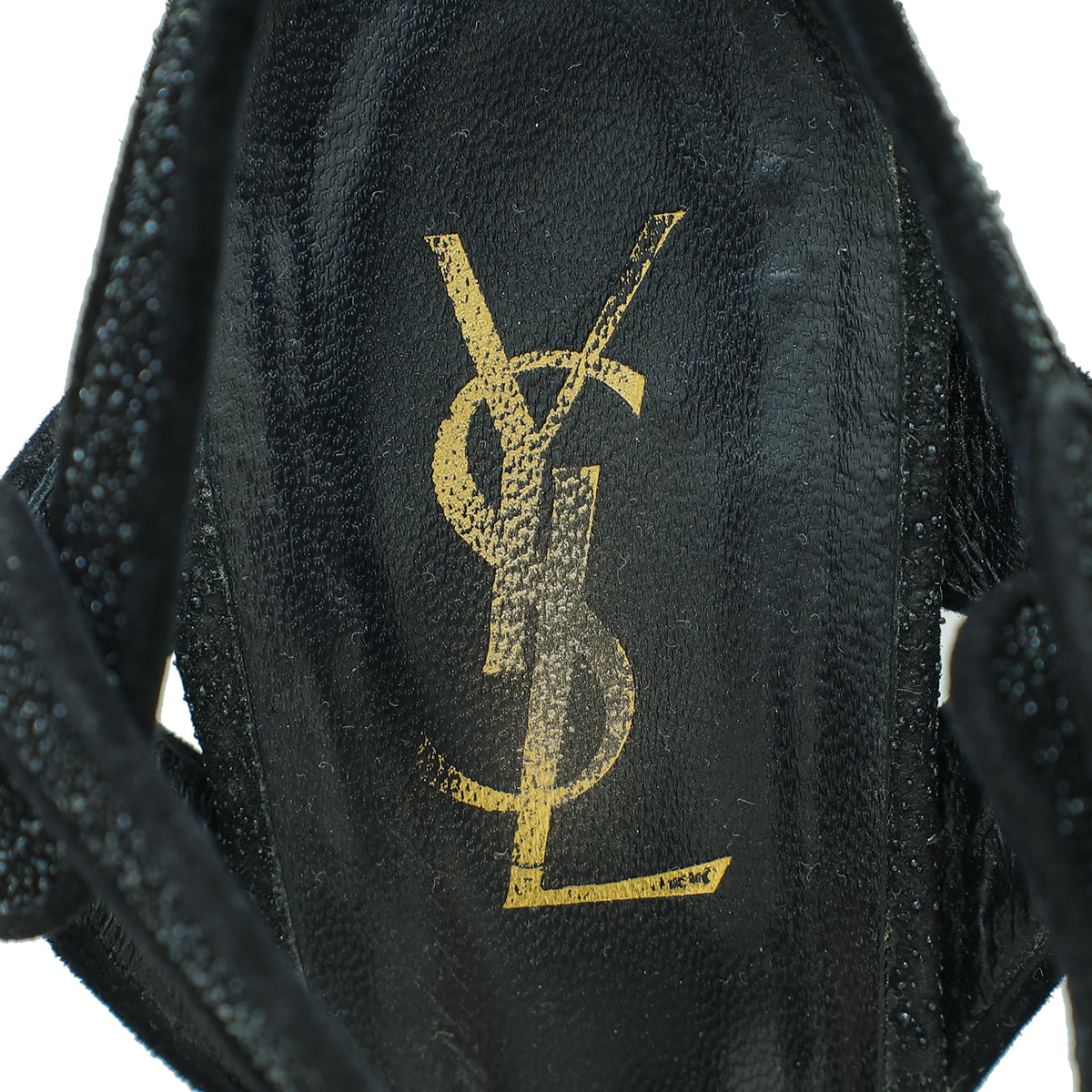 YSL Black Metallic Glitter Tribute Sandal 37