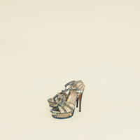 YSL Multicolor Tribute Python Embossed Sandal 38