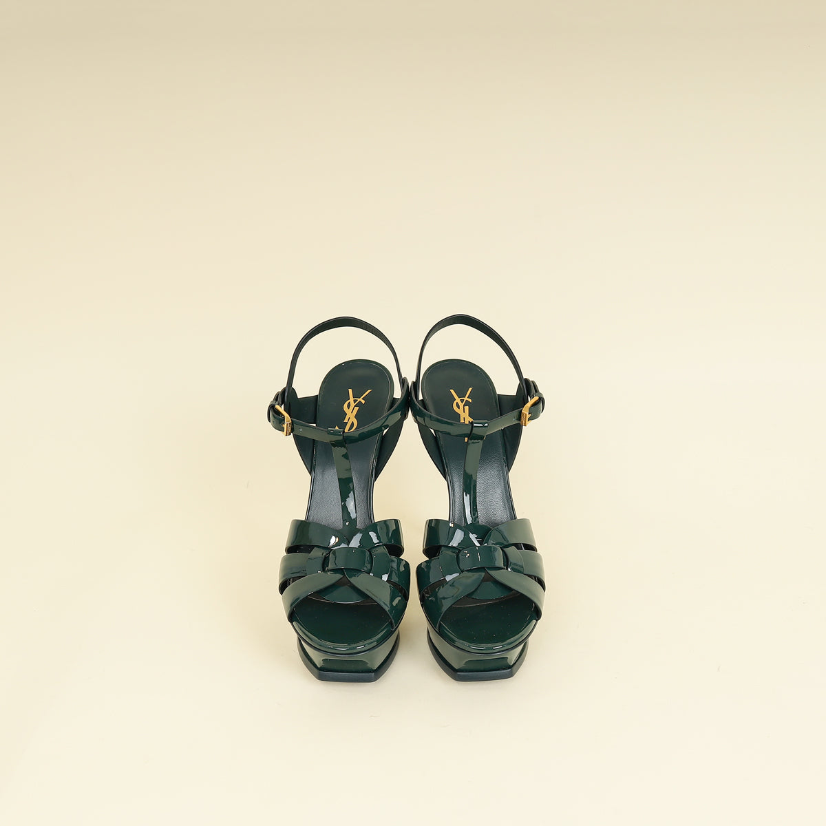 YSL Green High Heeled Tribute Sandals 39.5-YSL-THE CLOSET