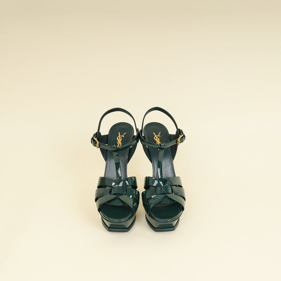 YSL Green High Heeled Tribute Sandals 39.5-YSL-THE CLOSET