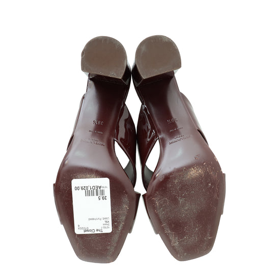 YSL Burgundy Loulou Criss Cross Sandals 39.5