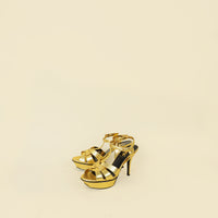 YSL Metallic Gold Mid Heeled Tribute Sandals 39.5-YSL-THE CLOSET