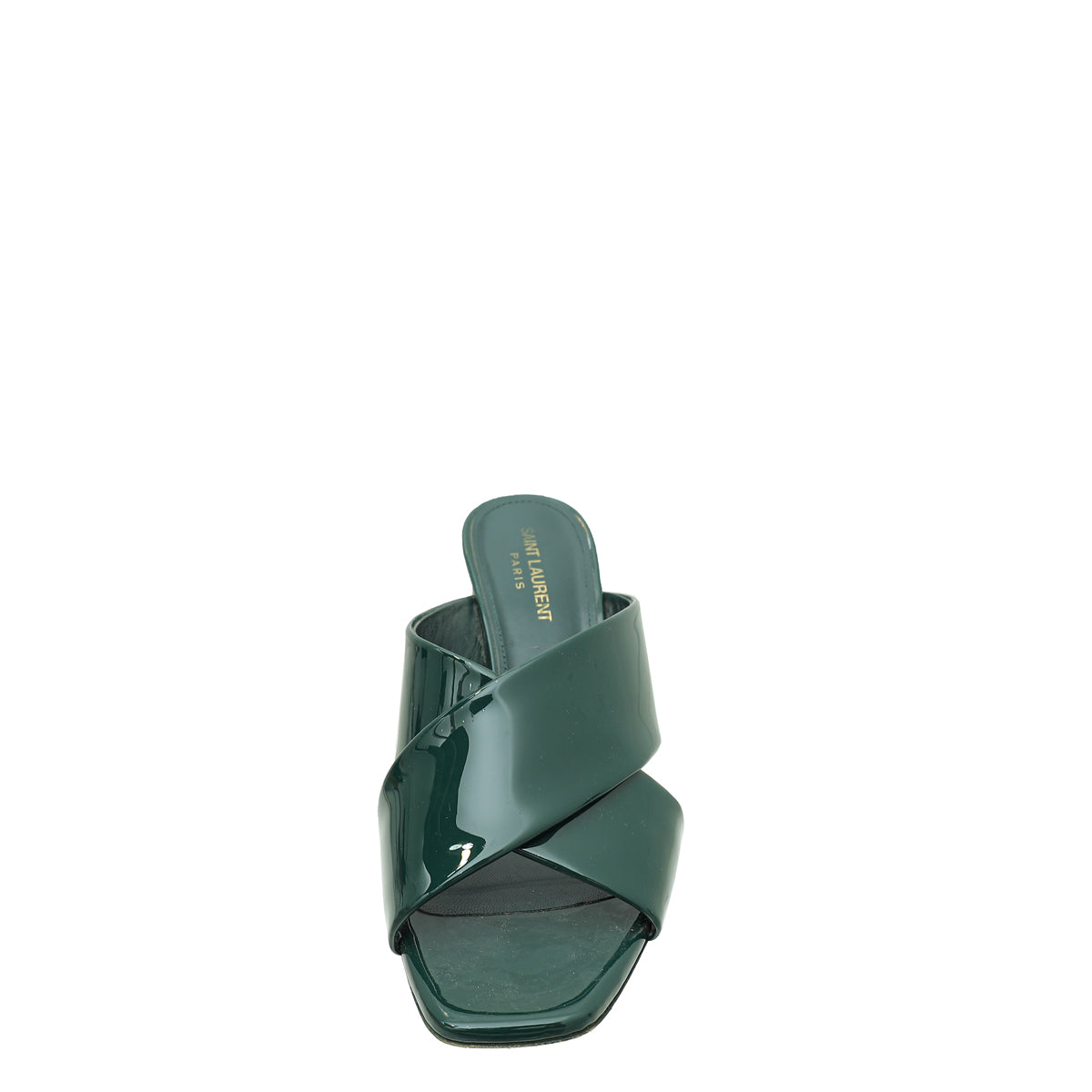 YSL Dark Green Loulou Criss Cross Sandals 39-YSL-THE CLOSET