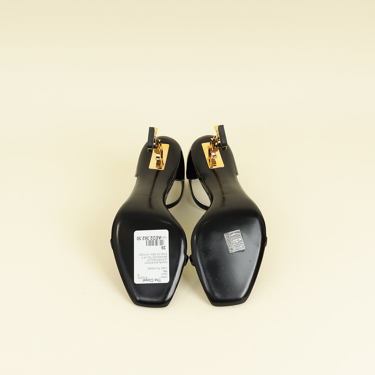 YSL Black Opyum Ankle Strap Sandal 39