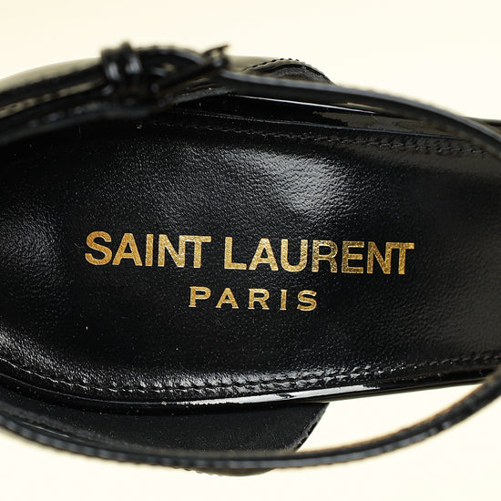 YSL Black Opyum Ankle Strap Sandal 39