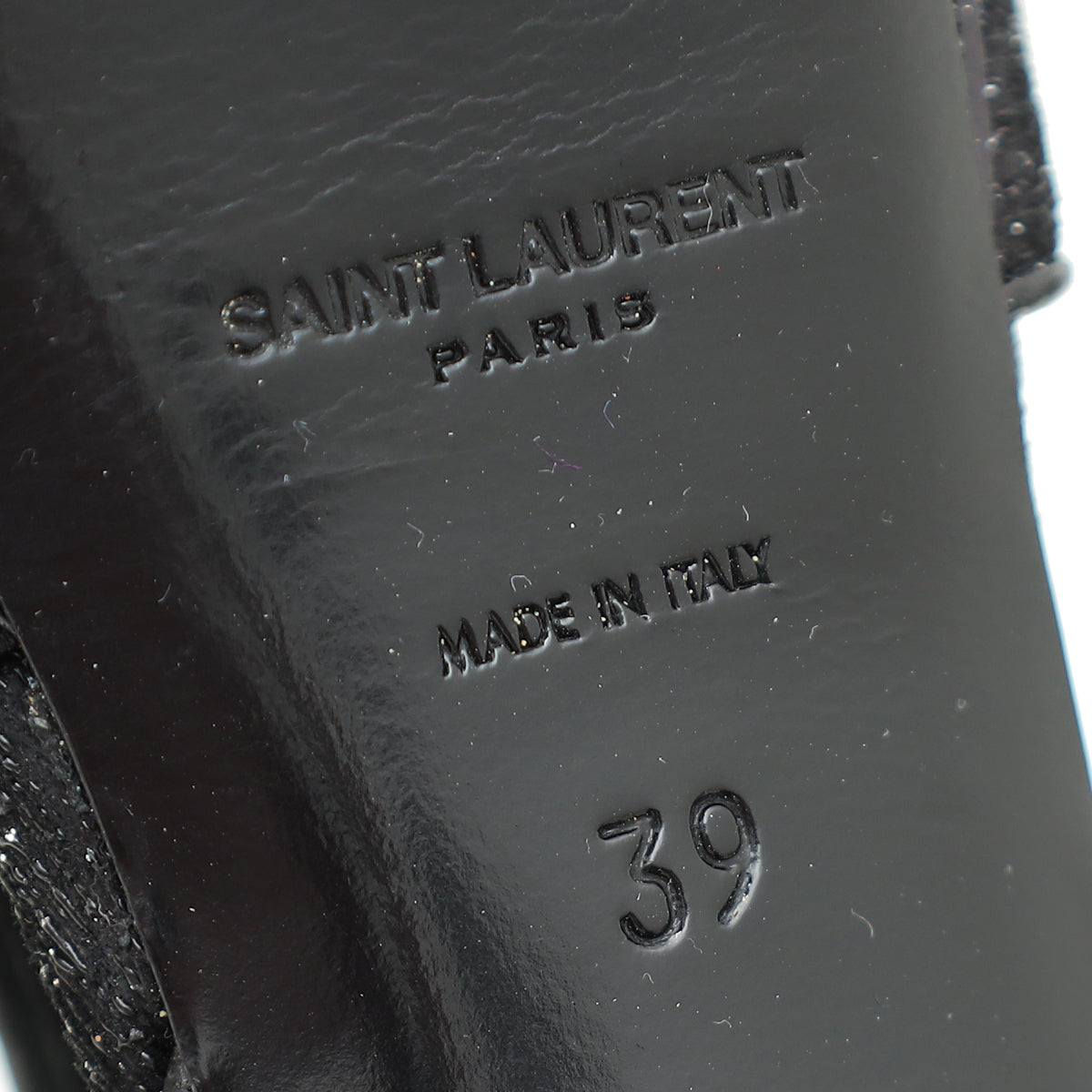 YSL Tribute Metallic Black Sandal 39