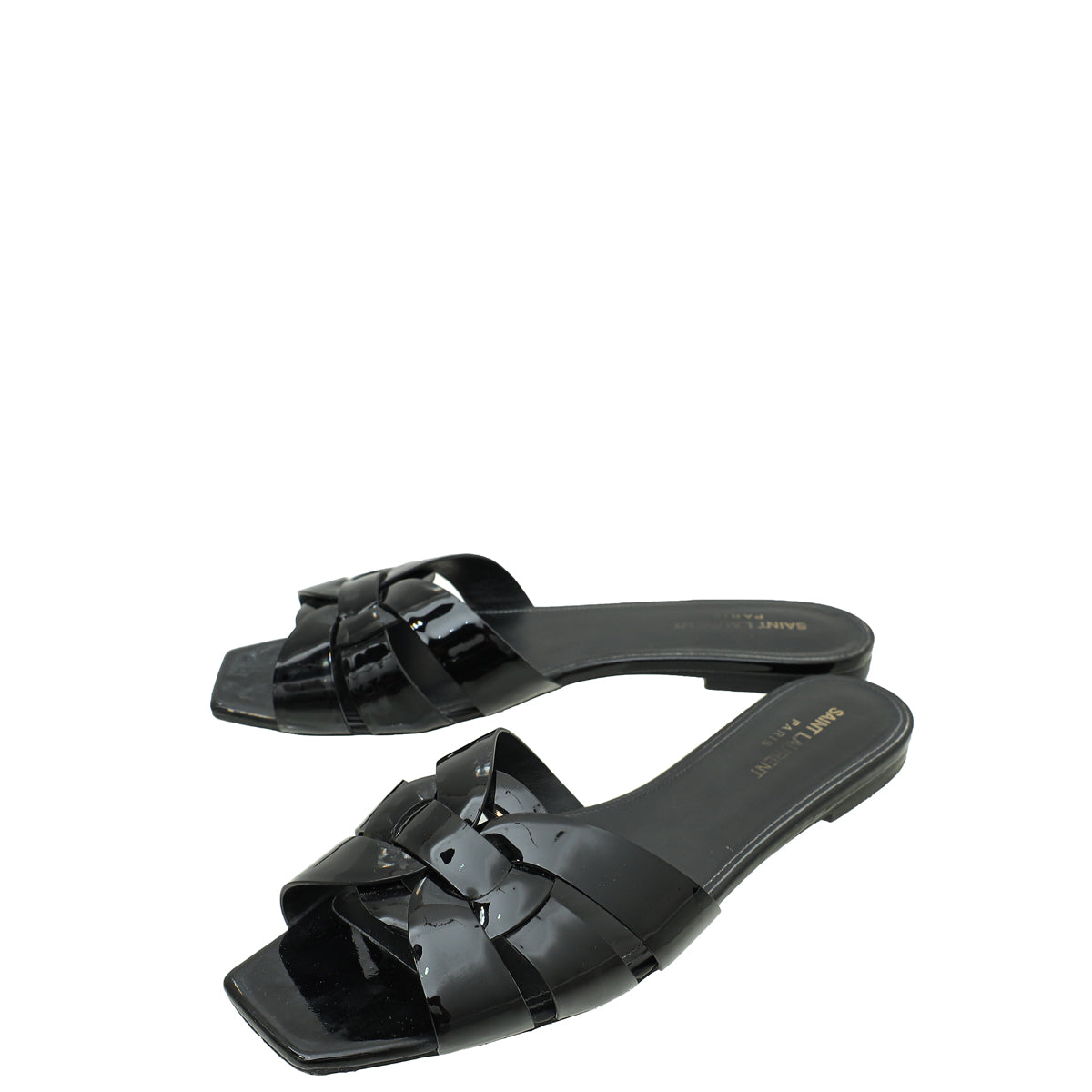 YSL Black Tribute Flat Sandal 40.5-YSL-THE CLOSET