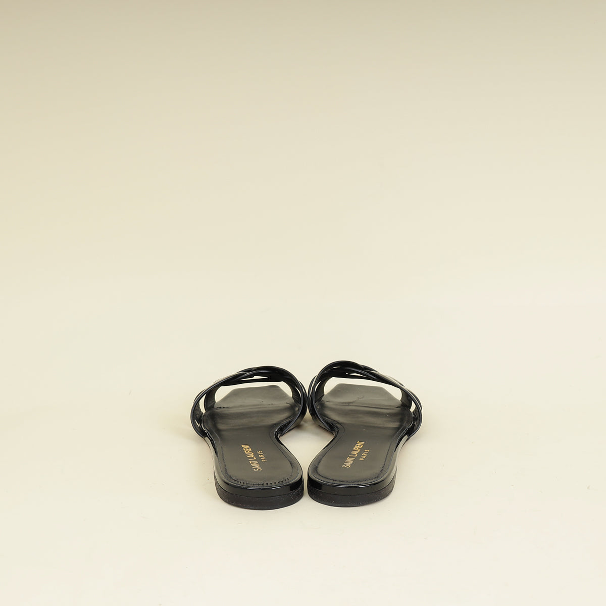 YSL Black Tribute Flat Sandals 40-YSL-THE CLOSET