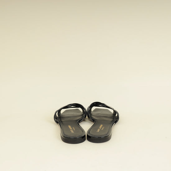 YSL Black Tribute Flat Sandals 40-YSL-THE CLOSET