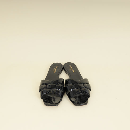 YSL Black Tribute Flat Sandals 40-YSL-THE CLOSET