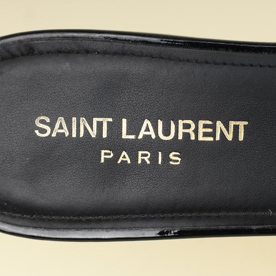 YSL Black Tribute Flat Sandals 40-YSL-THE CLOSET