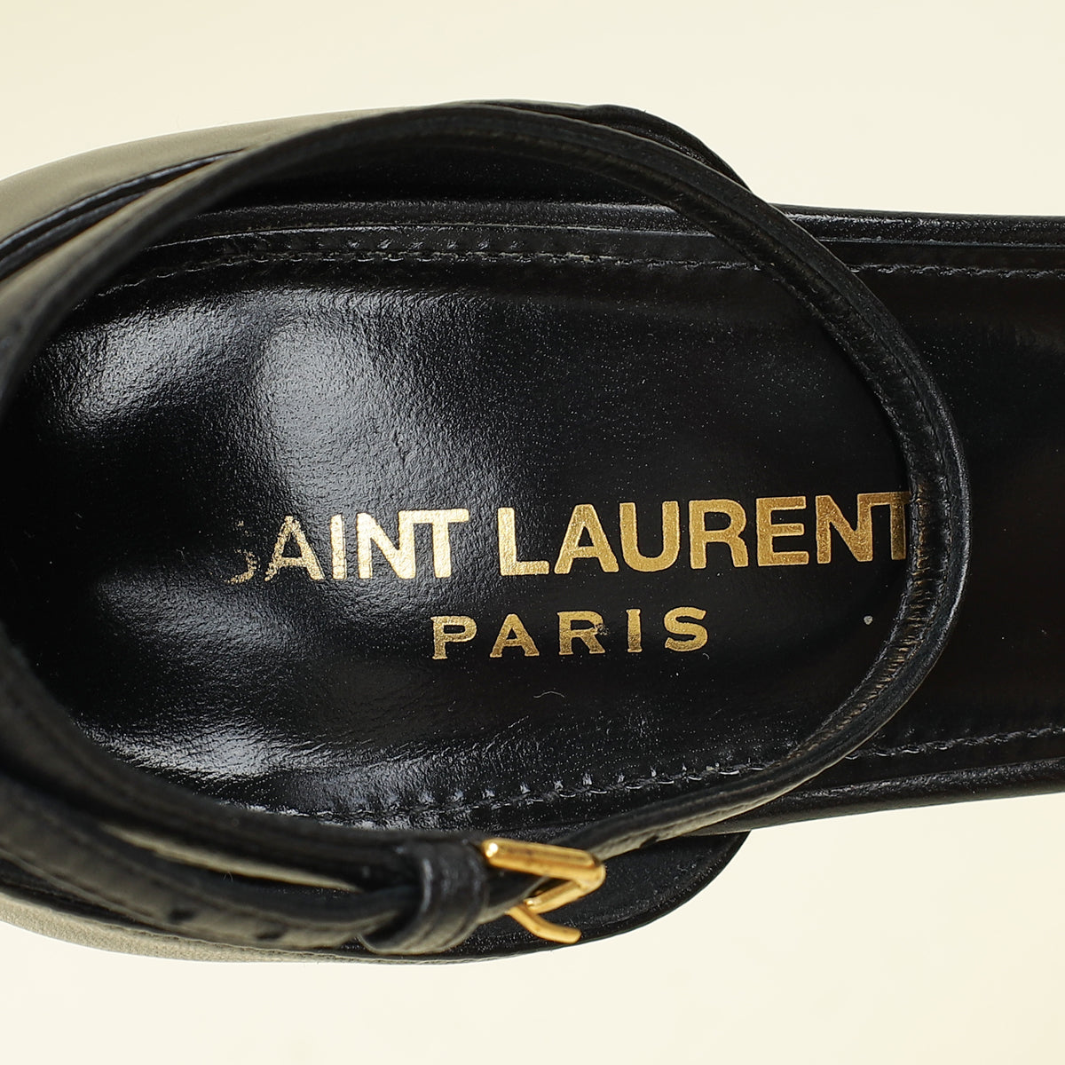YSL Black Amber 105 Ankle Strap Sandal 40