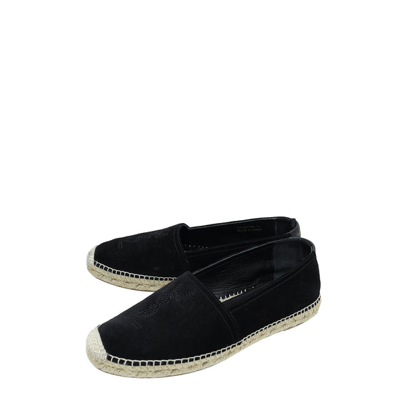 YSL Black Monogram Suede Espadrille 41