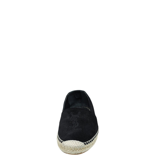 YSL Black Monogram Suede Espadrille 41